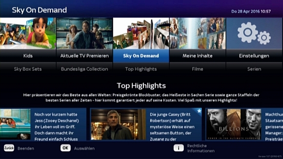 Sky On Demand auf EntertainTV © Sky