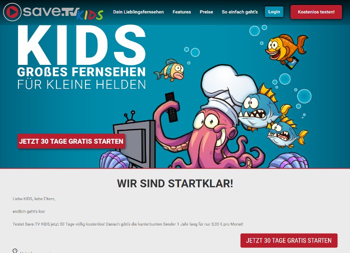 Kindgerechtes Fernsehen mit Save.TV: Neues KIDS-Paket ab heute erhältlich